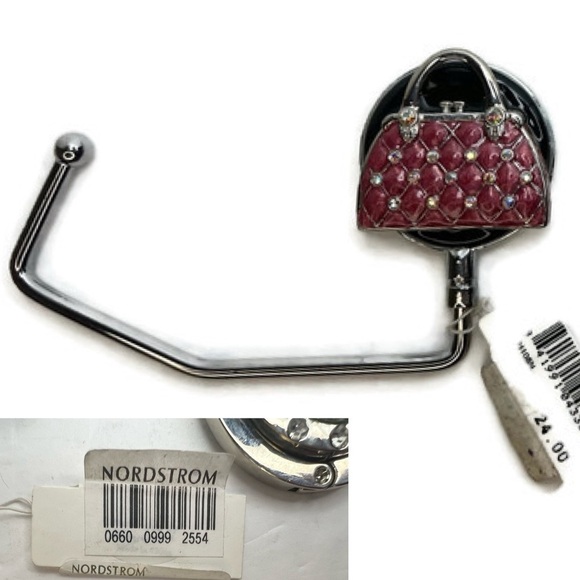 Purse Handbag Magnetic Table Side Portable Hook Crystal Flower Extension Bag - Picture 9 of 13